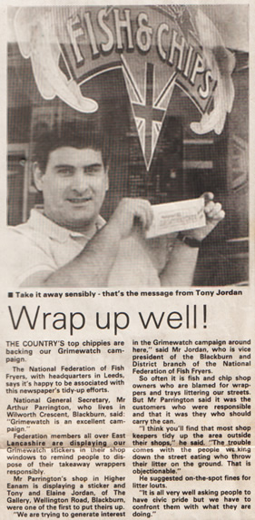 Mill Hill Chippy Newspaper Clipping